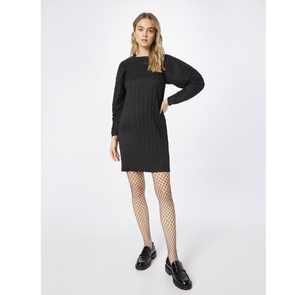Oval Square Iggy Dress Mini Statement Barrel Sleeves Modern Disco Pleated Party - Picture 2 of 11